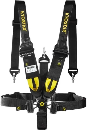Kyostar 5 Point Safety Harness Racing Seat Belt 2" 3" Camlock Quick Release Premium Quality Heavy-Duty Soft Webbing Universal Black
