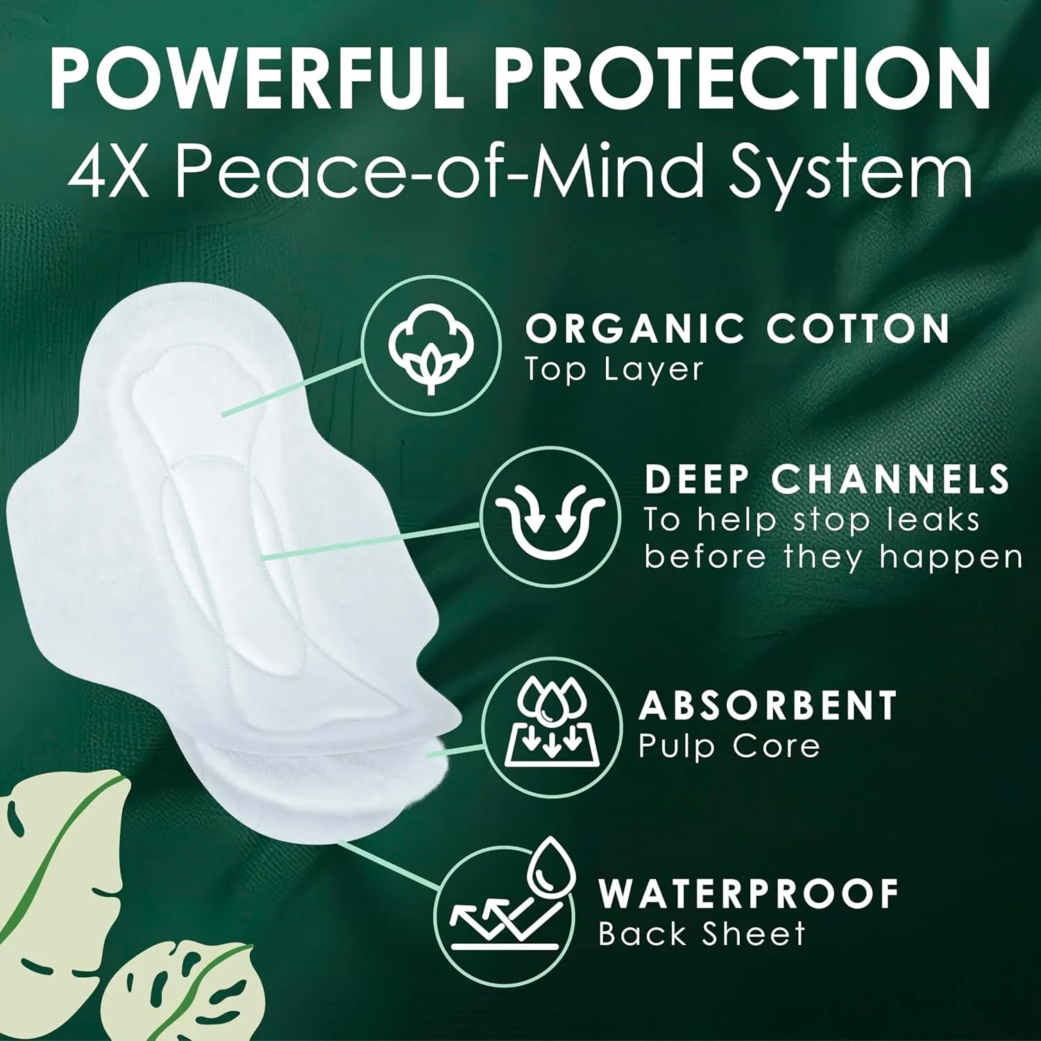 L. Ultra Thin Pads for Women, Overnight Absorbency, Organic Cotton Top Layer, Unscented Pads with Wings, 96 CT