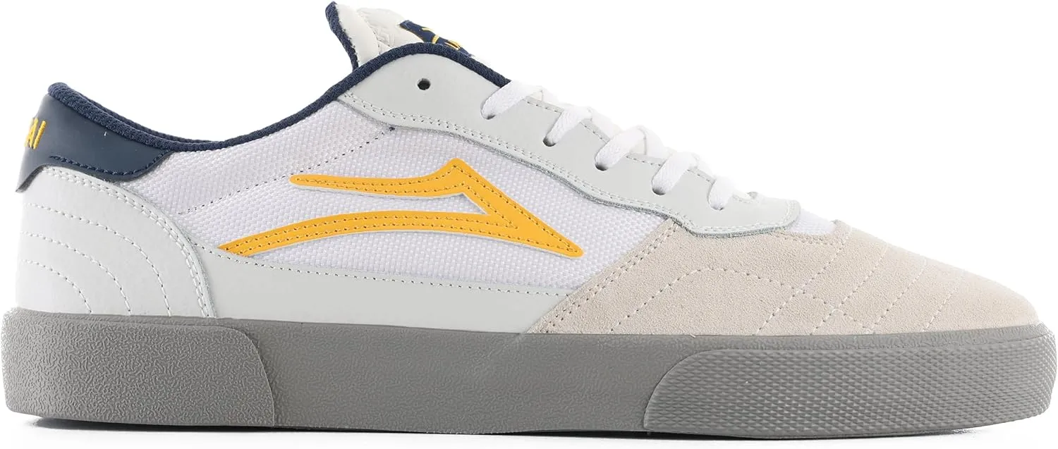 Lakai Men’s Cambridge Low-Top Skateboarding Shoe - White/Yellow Suede, 12 US