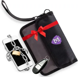 Large Faraday Bags for Phones with Two Pockets, RFID Blocking Sleeves, Signal Blocking Shield, Faraday Key Fob Protector, RFID Faraday Pouch for Key fob w/Removable Handle