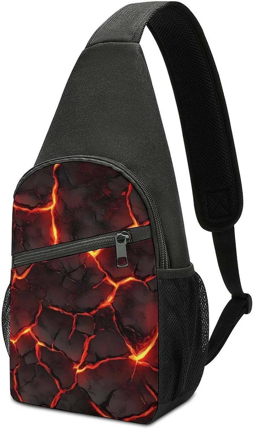 Lava Magma Chest Bag for Men Small Sling Backpack Crossbody Sling Bags for Outdoors Hiking Traveling