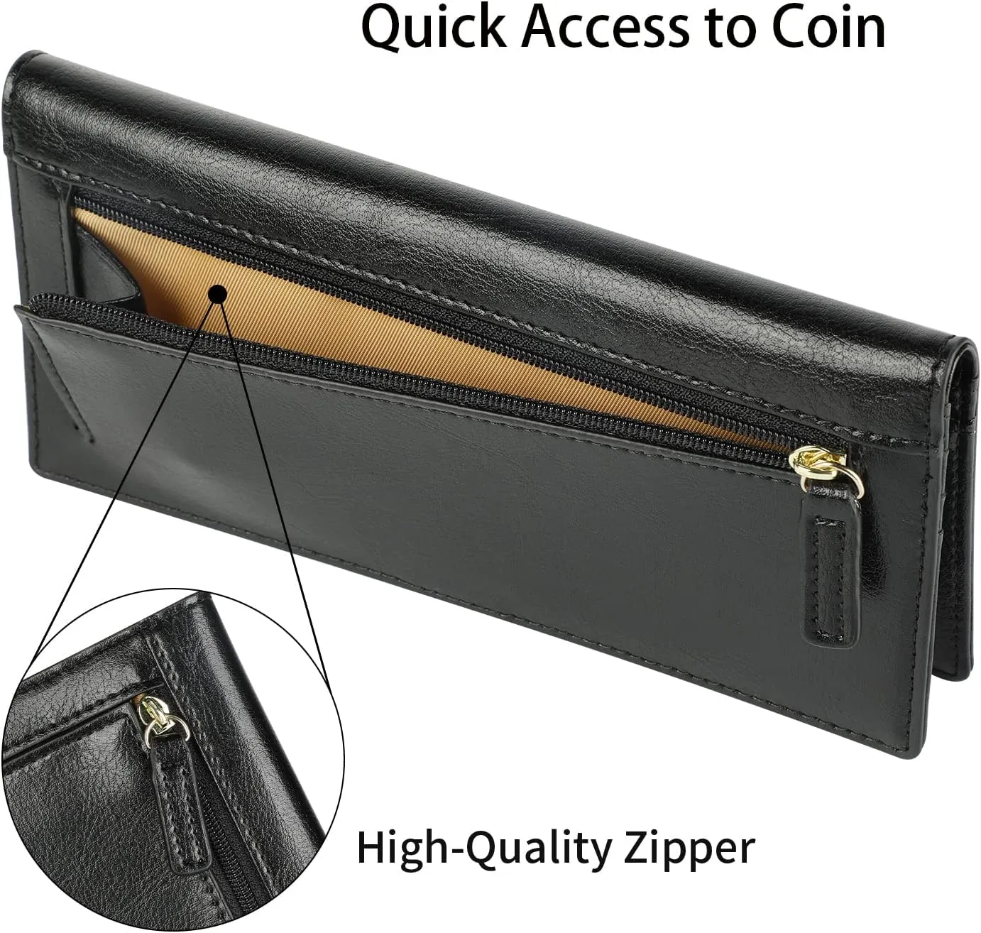 Lavemi Ultra Slim Thin Leather Women Wallet RFID Blocking Credit Card Holder Bifold Long Ladies Billfold