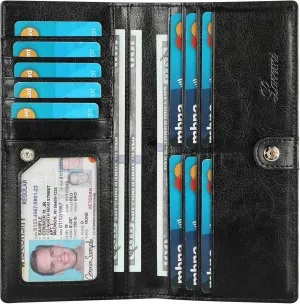 Lavemi Ultra Slim Thin Leather Women Wallet RFID Blocking Credit Card Holder Bifold Long Ladies Billfold