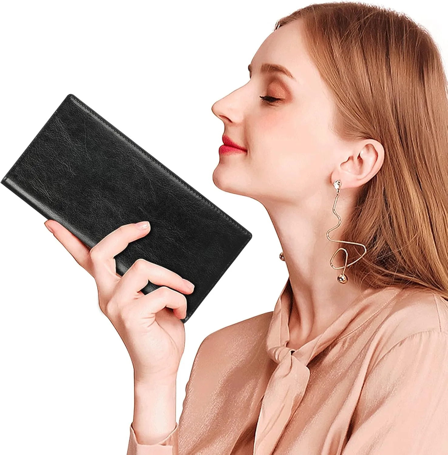 Lavemi Ultra Slim Thin Leather Women Wallet RFID Blocking Credit Card Holder Bifold Long Ladies Billfold