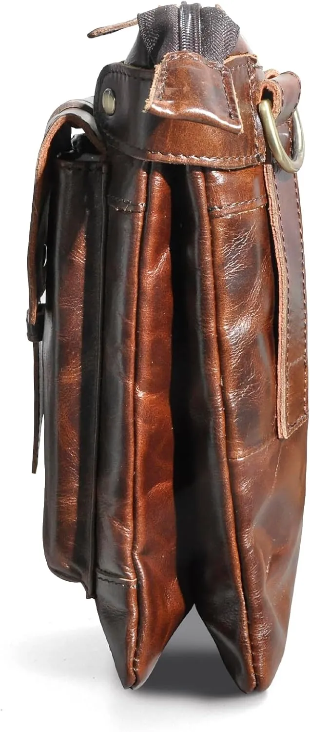 Le'aokuu Mens Genuine Leather Fanny Small Messenger Shoulder Satchel Waist Bag Pack 8711