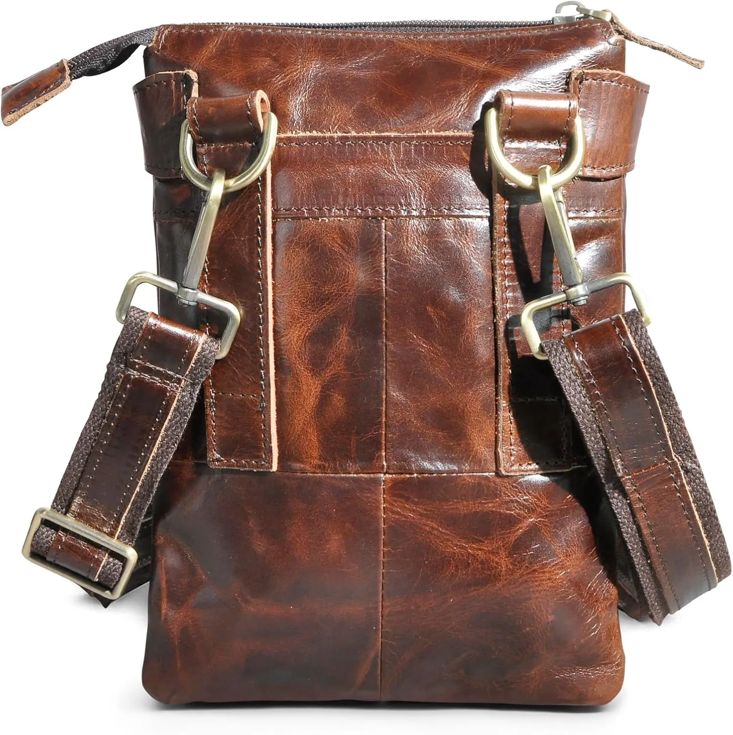 Le'aokuu Mens Genuine Leather Fanny Small Messenger Shoulder Satchel Waist Bag Pack 8711
