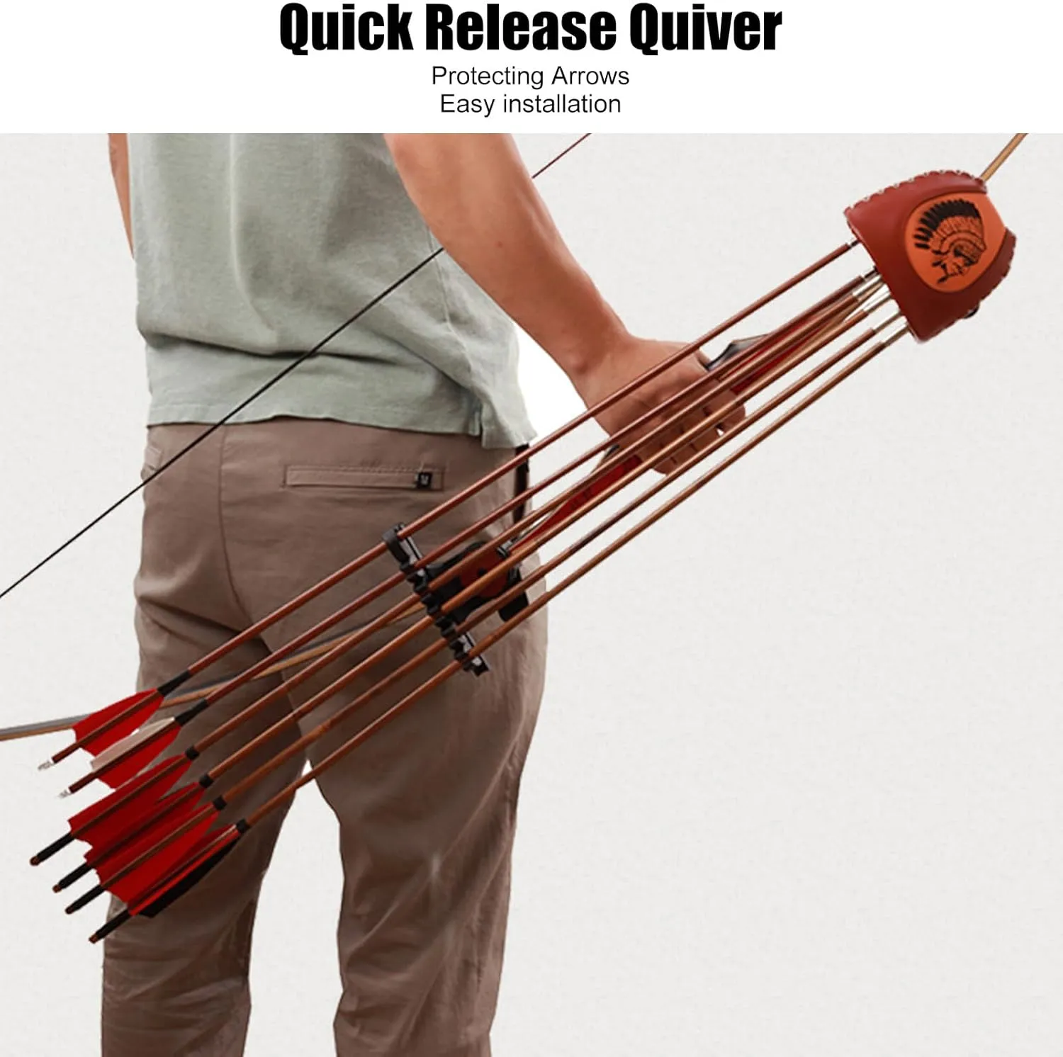 Leather Arrow Quiver, Archery Quiver, Quiver for Arrow Leather,Archery Compound Bow Quiver for Hunting with Quick Release, Quick Release System, Storing 4 Arrows, Arrow Quiver Holder