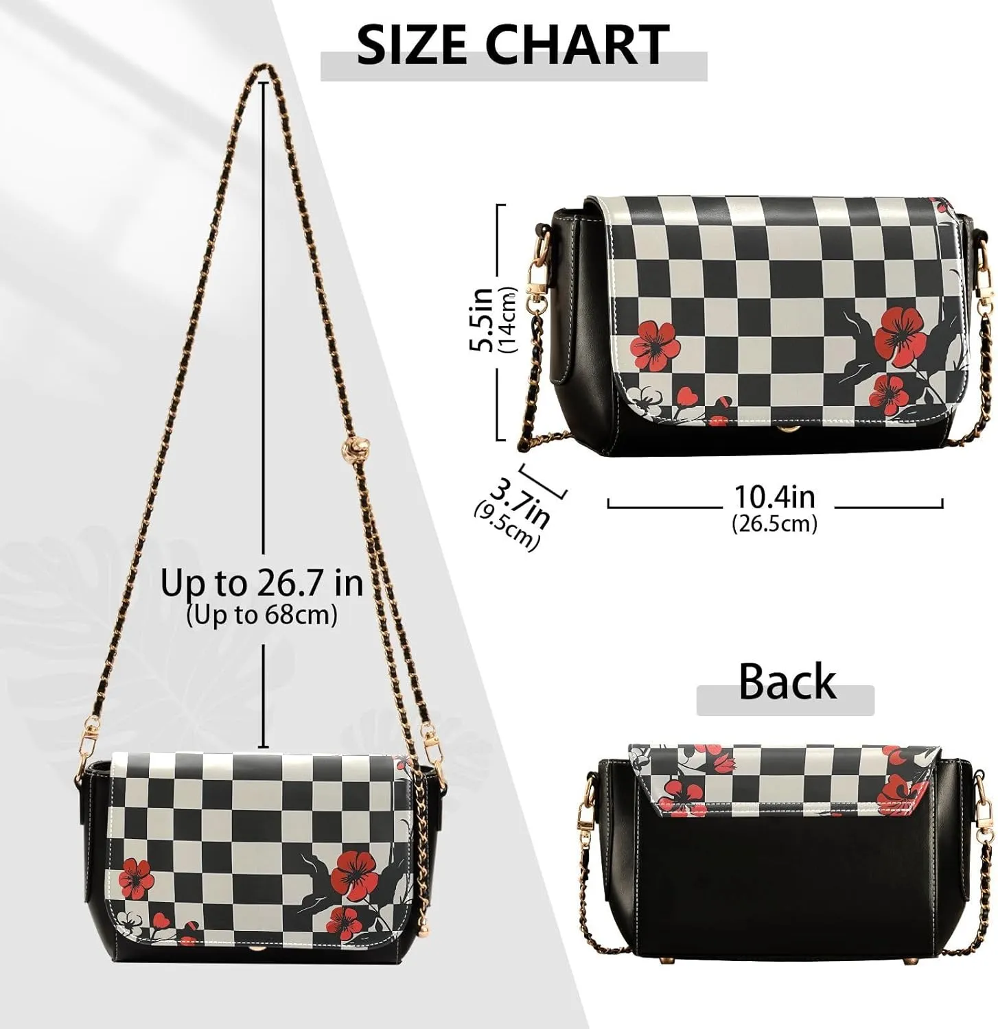 Leather Clamshell Crossbody Handbag with Detachable Adjustable Shoulder Strap Bag for Women Work Travel