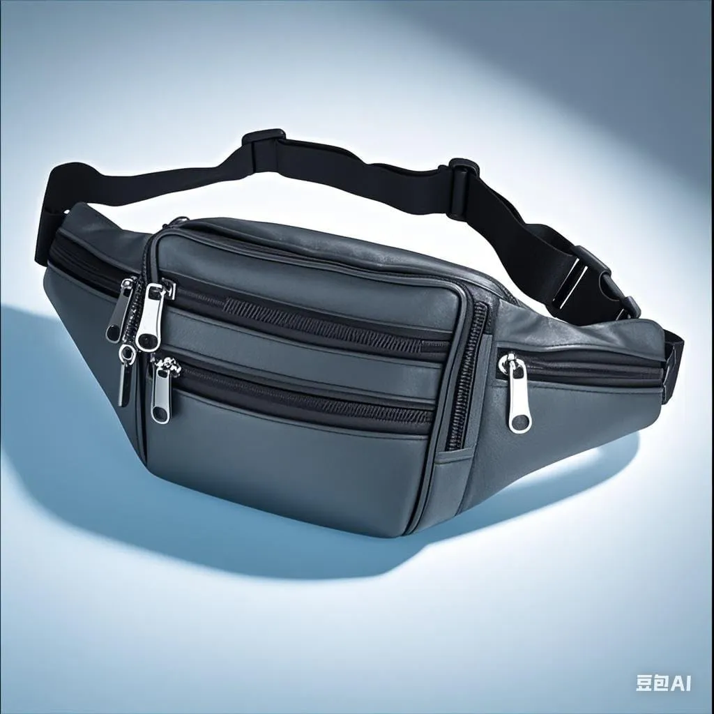 Leather Fanny Pack Travel Waist Bag 7 Pockets Waist Pack.Suitable for Outdoor Mountaineering Travel Camping Cycling Running etc FANNING511 Fanny pack (Black)