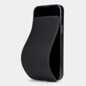 Leather Folio case for iPhone 13 Pro - Patented Model - Ultra Thin - Made in France - [ Black ]