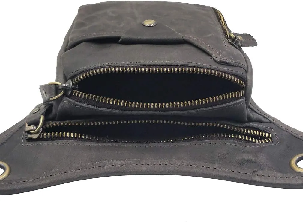 Leather Waist Pack Drop Leg Bag for Men Women Belt Bumbag Multi-Purpose Motorcycle Bike Outdoor Sports Tactical Cycling Riding Hiking Camping Pouch