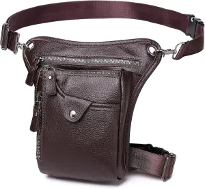 Leather Waist Pack Drop Leg Bag for Men Women Belt Bumbag Multi-Purpose Motorcycle Outdoor Sports Riding Hiking Camping Thigh Bag