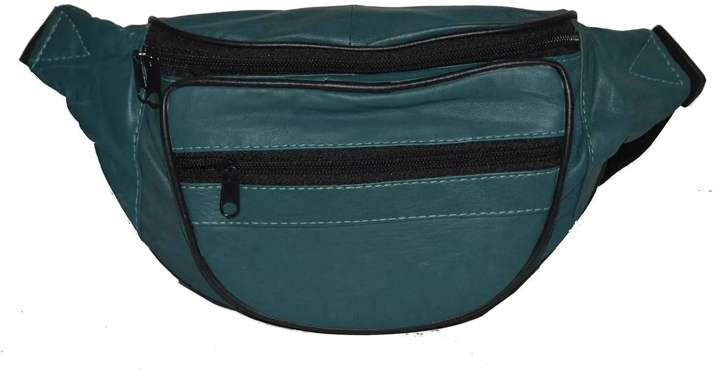 Leatherboss Genuine Leather Designer Travel Fanny Pack Holder Bag with Waist Belt, Green