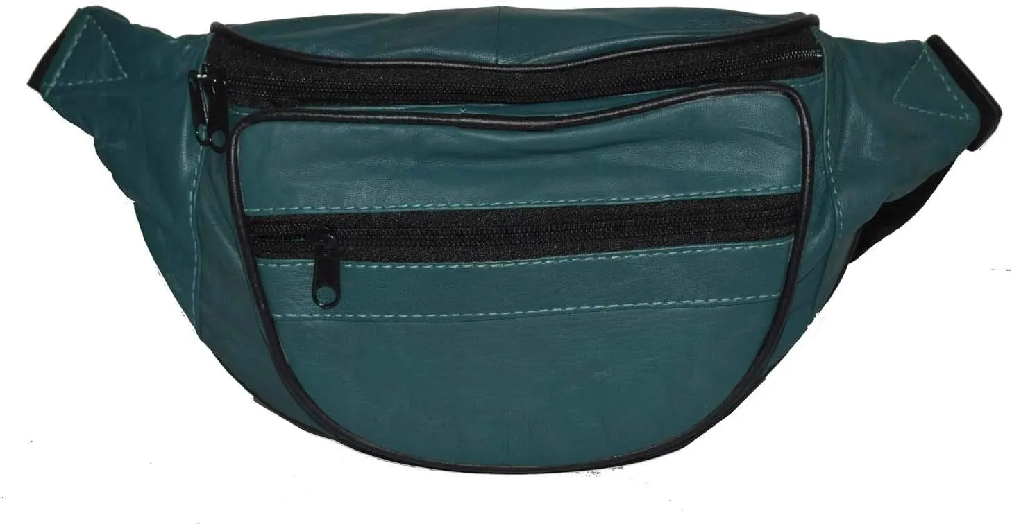 Leatherboss Genuine Leather Designer Travel Fanny Pack Holder Bag with Waist Belt, Green