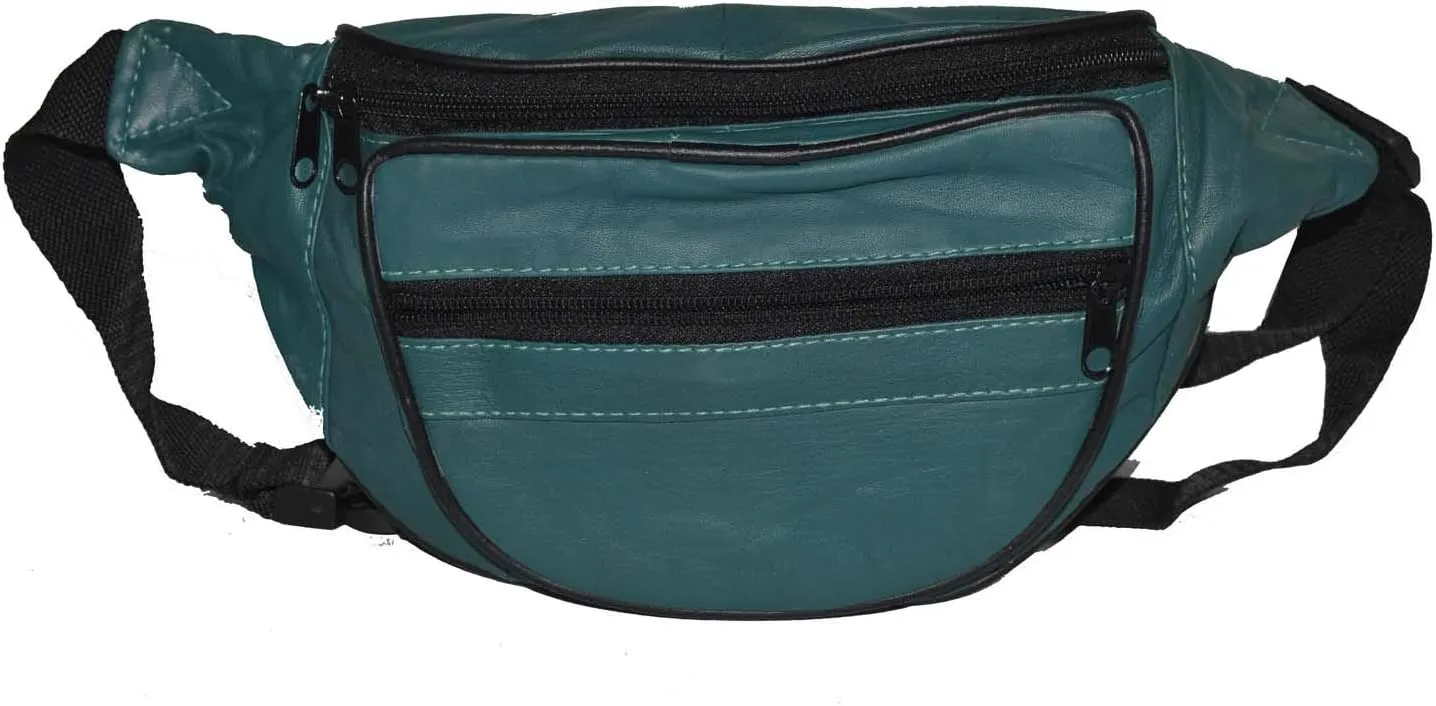 Leatherboss Genuine Leather Designer Travel Fanny Pack Holder Bag with Waist Belt, Green