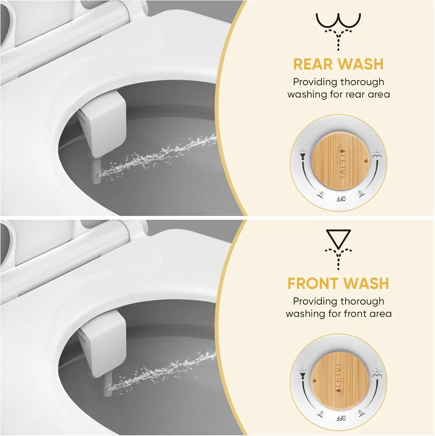 LEIVI Bidet Attachment for Toilet, Ultra-Slim Bidets for Existing Toilets with Dual Nozzle, Hygienic Toilet Bidet, Fresh Cold Water Sprayer, Adjustable Water Pressure