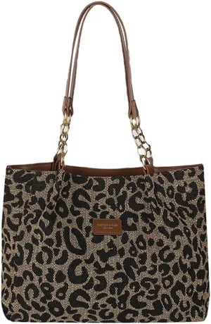 Leopard Tote Bag for Women,Leopard Purse Leopard print Canvas Bag Cheetah Hobo Shoulder Large Capacity Work Tote Bag