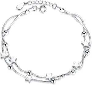 Little Twinkle Stars Charm Bracelet, Beaded Star, Minimal, Everyday, Link, Celestial Bracelet, Gift