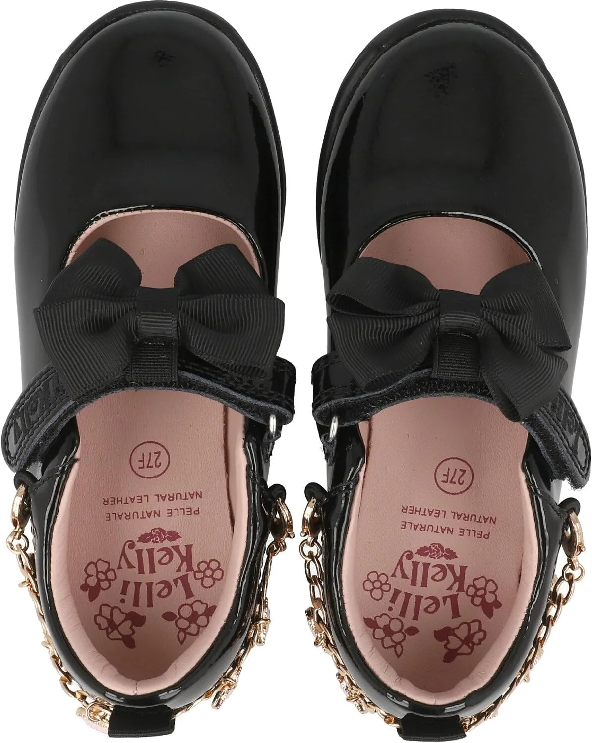 LK8428 (NE03) Annie Love Heart Black Patent School Shoes