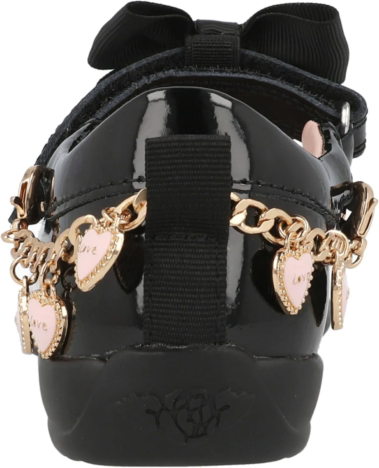 LK8428 (NE03) Annie Love Heart Black Patent School Shoes