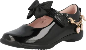 LK8428 (NE03) Annie Love Heart Black Patent School Shoes