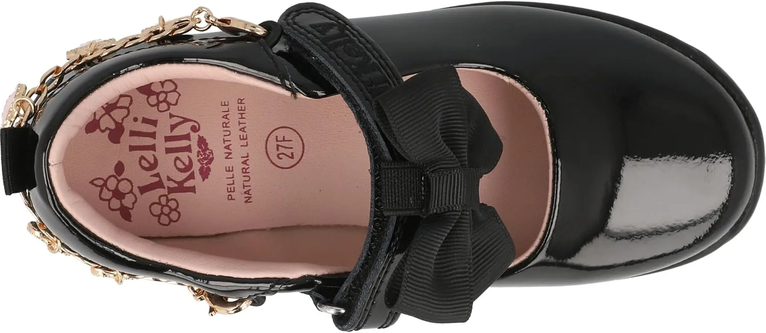 LK8428 (NE03) Annie Love Heart Black Patent School Shoes