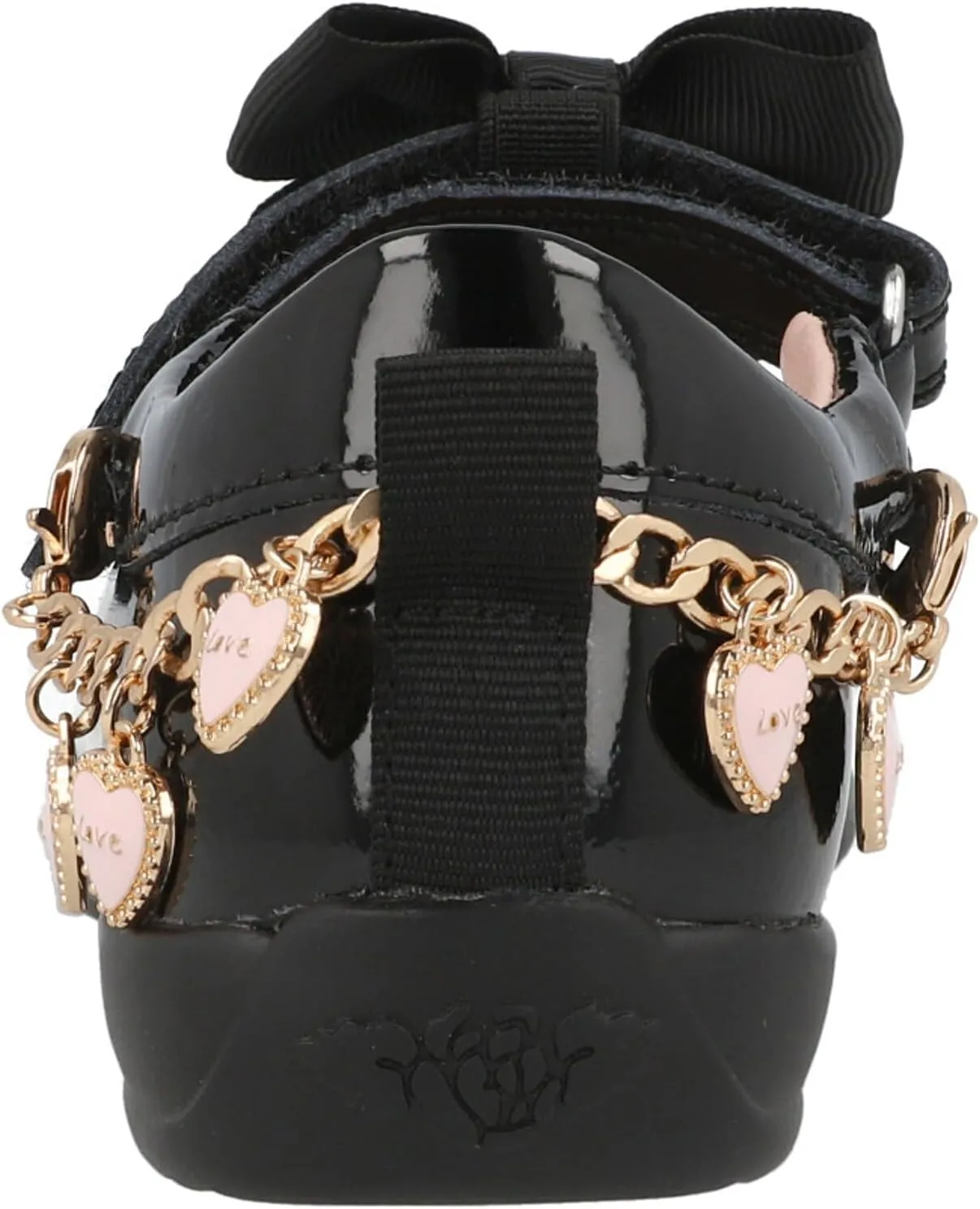LK8428 (NE03) Annie Love Heart Black Patent School Shoes