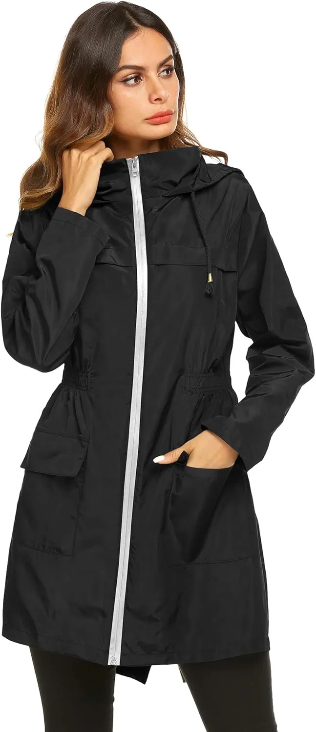 Lomon Women Waterproof Lightweight Rain Jacket Active Outdoor Hooded Raincoat