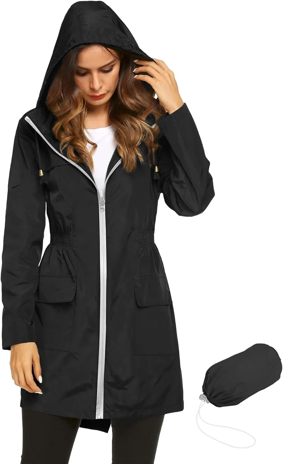 Lomon Women Waterproof Lightweight Rain Jacket Active Outdoor Hooded Raincoat