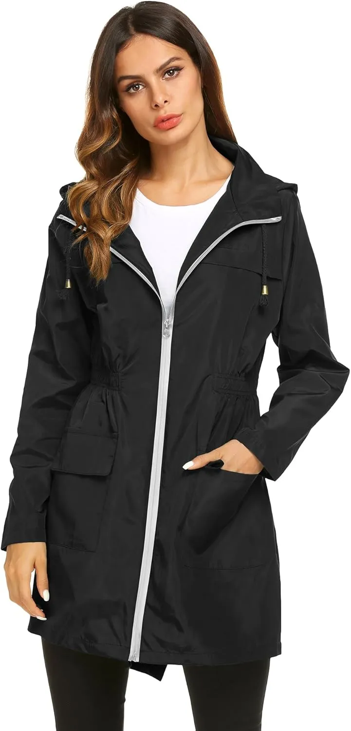Lomon Women Waterproof Lightweight Rain Jacket Active Outdoor Hooded Raincoat