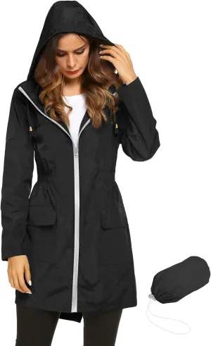 Lomon Women Waterproof Lightweight Rain Jacket Active Outdoor Hooded Raincoat