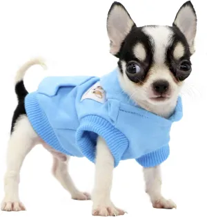 LOPHIPETS Dog Cotton Hoodies Sweatshirts for Small Dogs Chihuahua Puppy Clothes Cold Weather Coat-Cambridge Blue/XXS