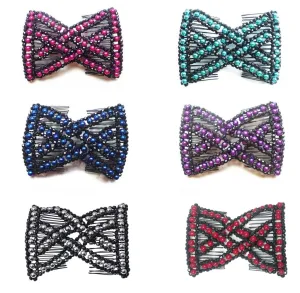 LOVEF Easy combs 6 Pcs Beaded Hair Comb Random color Stretch available