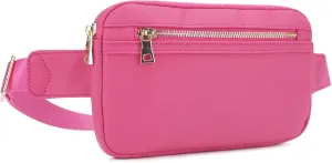 LOVESOME Vegan Leather Everywhere Fashion Waist Bag Fanny Pack Crossbody Bag Belt Bag Sling Bag with Adjustable Strap for Women (Fuchsia)