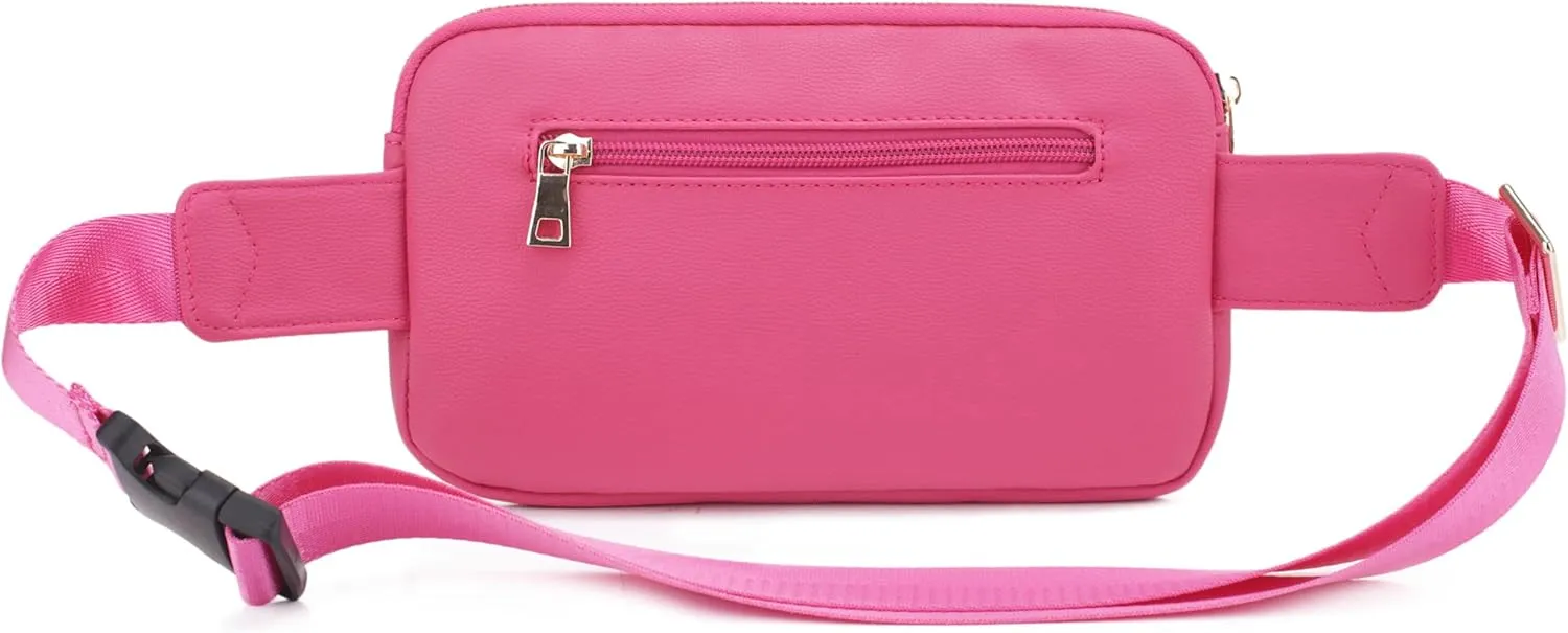 LOVESOME Vegan Leather Everywhere Fashion Waist Bag Fanny Pack Crossbody Bag Belt Bag Sling Bag with Adjustable Strap for Women (Fuchsia)