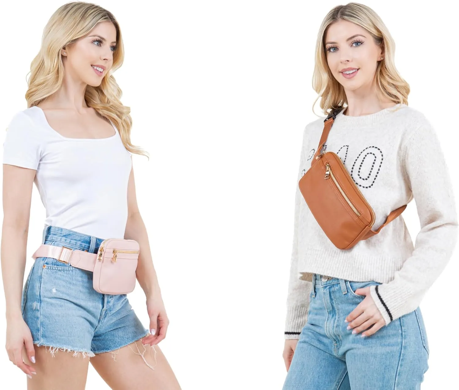 LOVESOME Vegan Leather Everywhere Fashion Waist Bag Fanny Pack Crossbody Bag Belt Bag Sling Bag with Adjustable Strap for Women (Fuchsia)