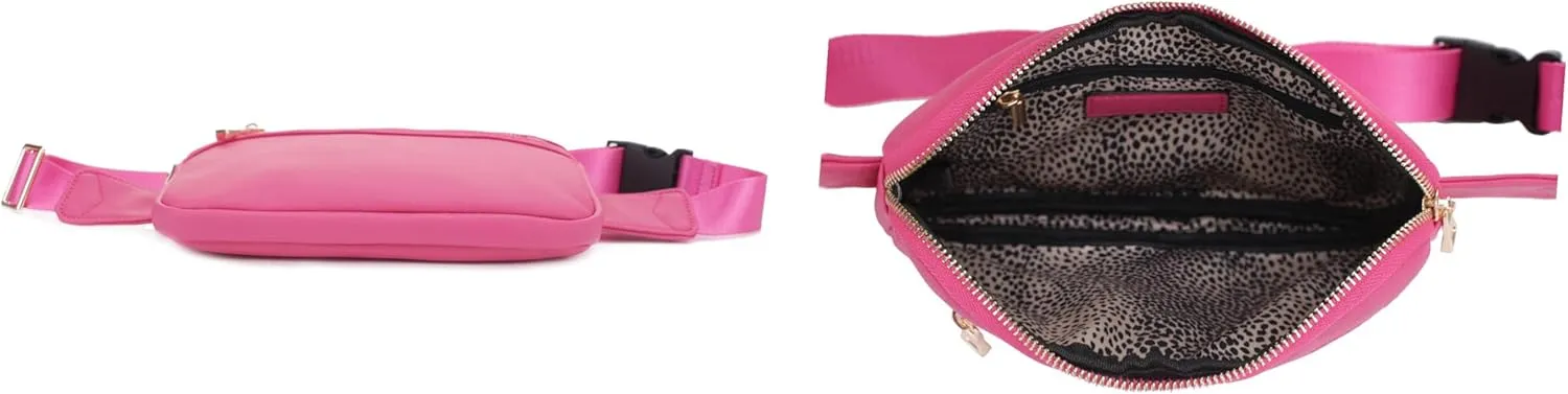 LOVESOME Vegan Leather Everywhere Fashion Waist Bag Fanny Pack Crossbody Bag Belt Bag Sling Bag with Adjustable Strap for Women (Fuchsia)