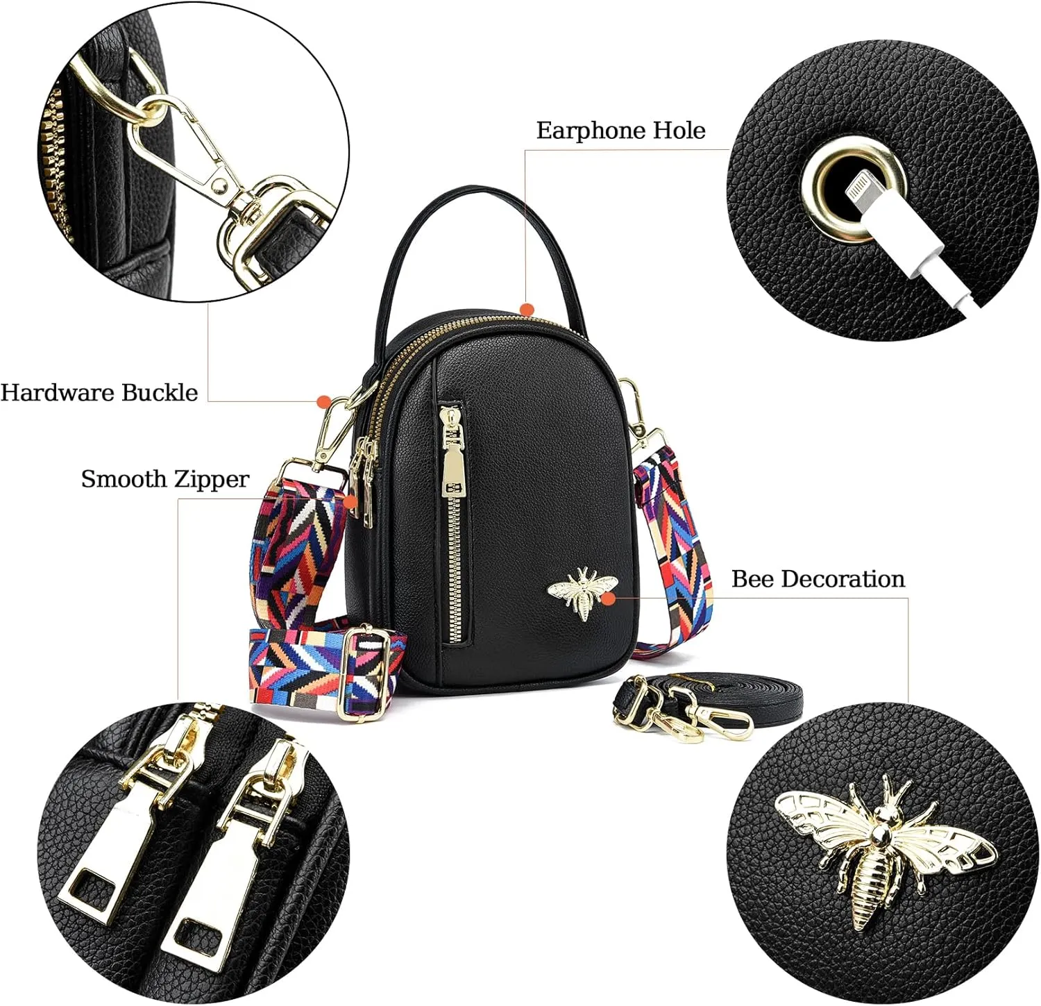 LoZoDo Small Crossbody Bags for Women Trendy Leather Purses and Handbags Designer Cell Phone Bag Wallet Purse with Wide Strap