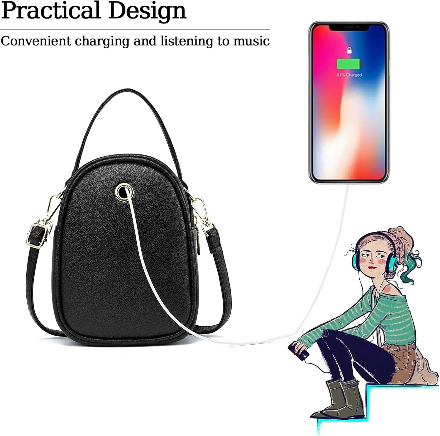 LoZoDo Small Crossbody Bags for Women Trendy Leather Purses and Handbags Designer Cell Phone Bag Wallet Purse with Wide Strap