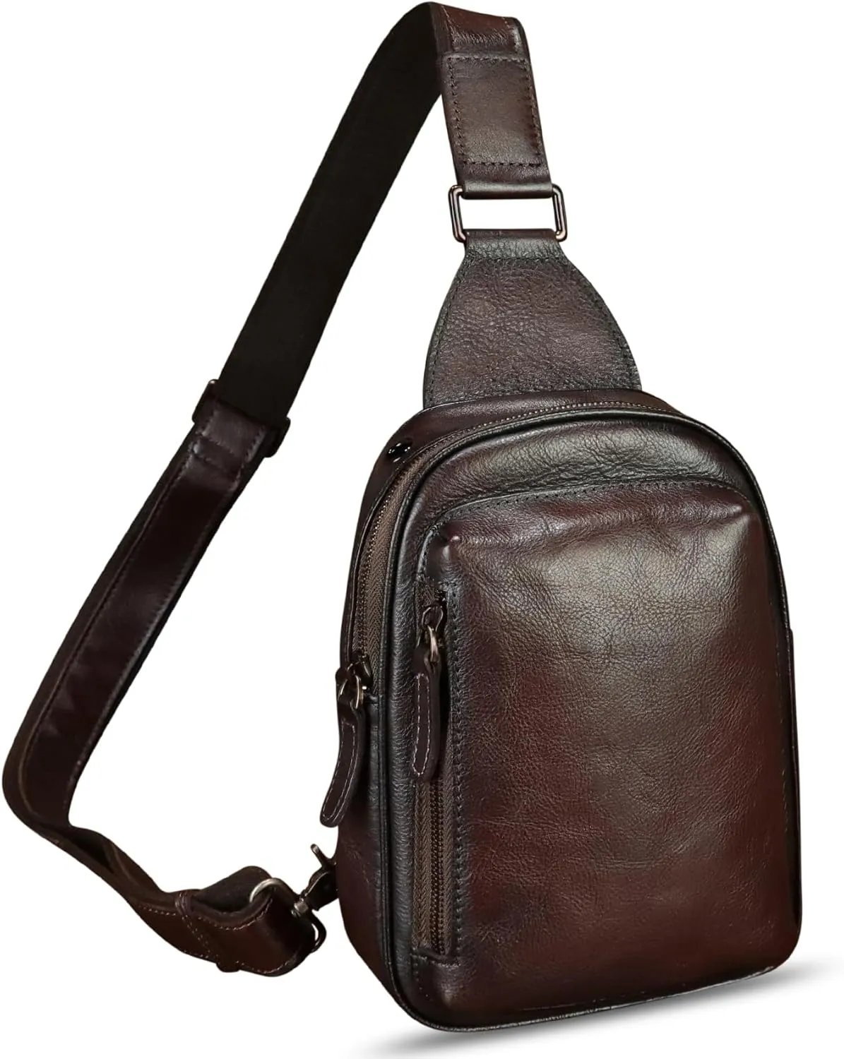 LRTO Genuine Leather Small Sling Bag for Women and Men Crossbody Bag Chest Bag Sling Backpack Purses for Hiking Sports Travel