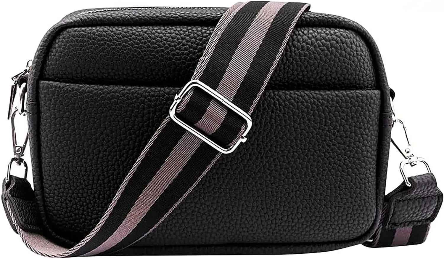 Lushandy Leather Crossbody Bags for Women Crossbody Camera Bag Purse Thick Strap Trendy Small Shoulder Bag with Guitar Strap