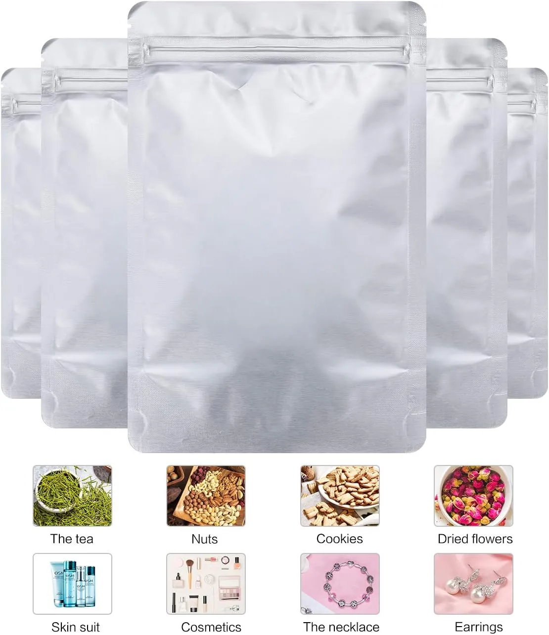 LZLPACKING 100 Pieces Smell Proof Mylar Bags- Resealable Packaging Pouch Bag with Clear Window for Food Storage，stand up pouch bags，Lipgloss，Eyelash Jewelry Electronics Storage(6×9 Inch)
