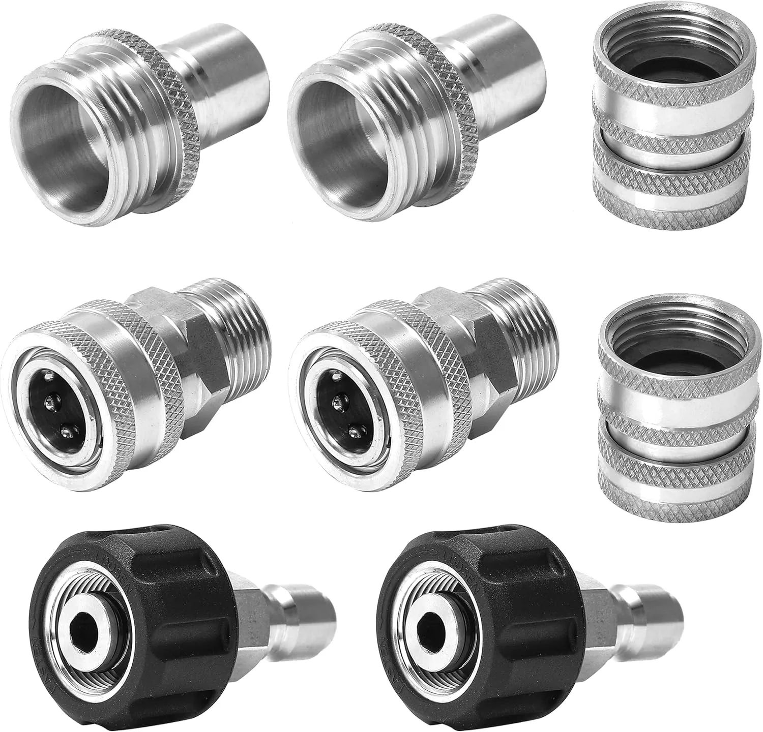 M MINGLE Ultimate Pressure Washer Adapter Set, Stainless Steel Quick Disconnect Kit, M22 Swivel to 3/8 Inch Quick Connect, 3/4 Inch to Quick Release, 8-Pack