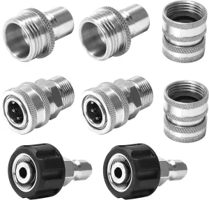 M MINGLE Ultimate Pressure Washer Adapter Set, Stainless Steel Quick Disconnect Kit, M22 Swivel to 3/8 Inch Quick Connect, 3/4 Inch to Quick Release, 8-Pack