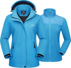 MAGCOMSEN Women's 3 in 1 Ski Jacket Water Resistant Winter Snow Coat Warm Fleece Lined Windproof Hiking Rain Outwear