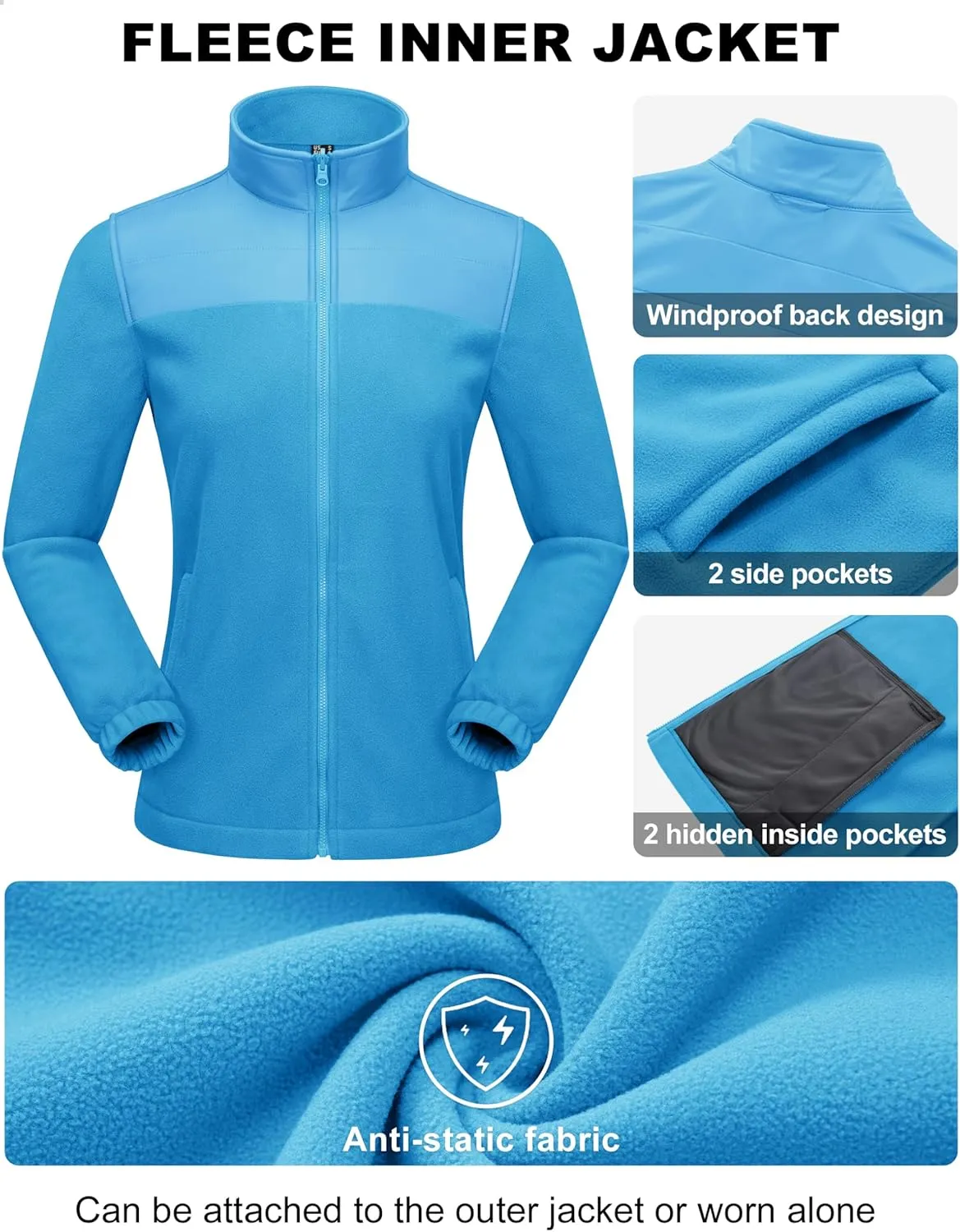 MAGCOMSEN Women's 3 in 1 Ski Jacket Water Resistant Winter Snow Coat Warm Fleece Lined Windproof Hiking Rain Outwear