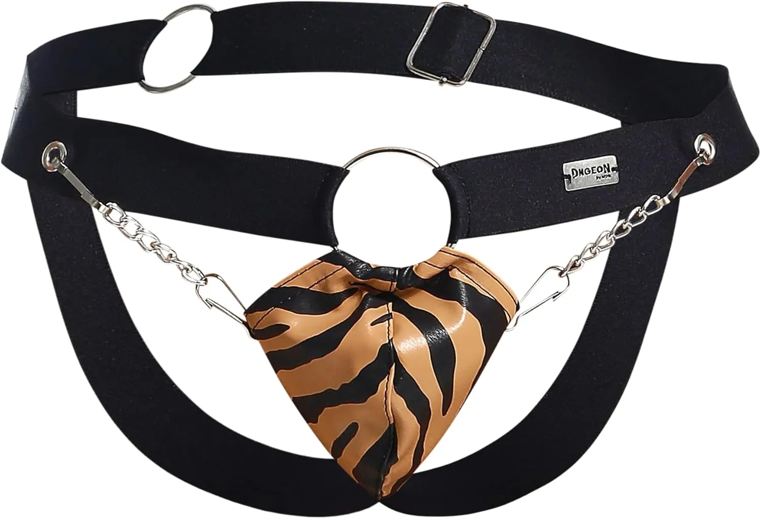 MALEBASICS DNGEON Chain Jockstrap – Synthetic Leather Metallic Ring Chain Jockstrap - Mens, 1 unit, Size OS