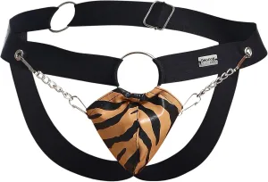 MALEBASICS DNGEON Chain Jockstrap – Synthetic Leather Metallic Ring Chain Jockstrap - Mens, 1 unit, Size OS