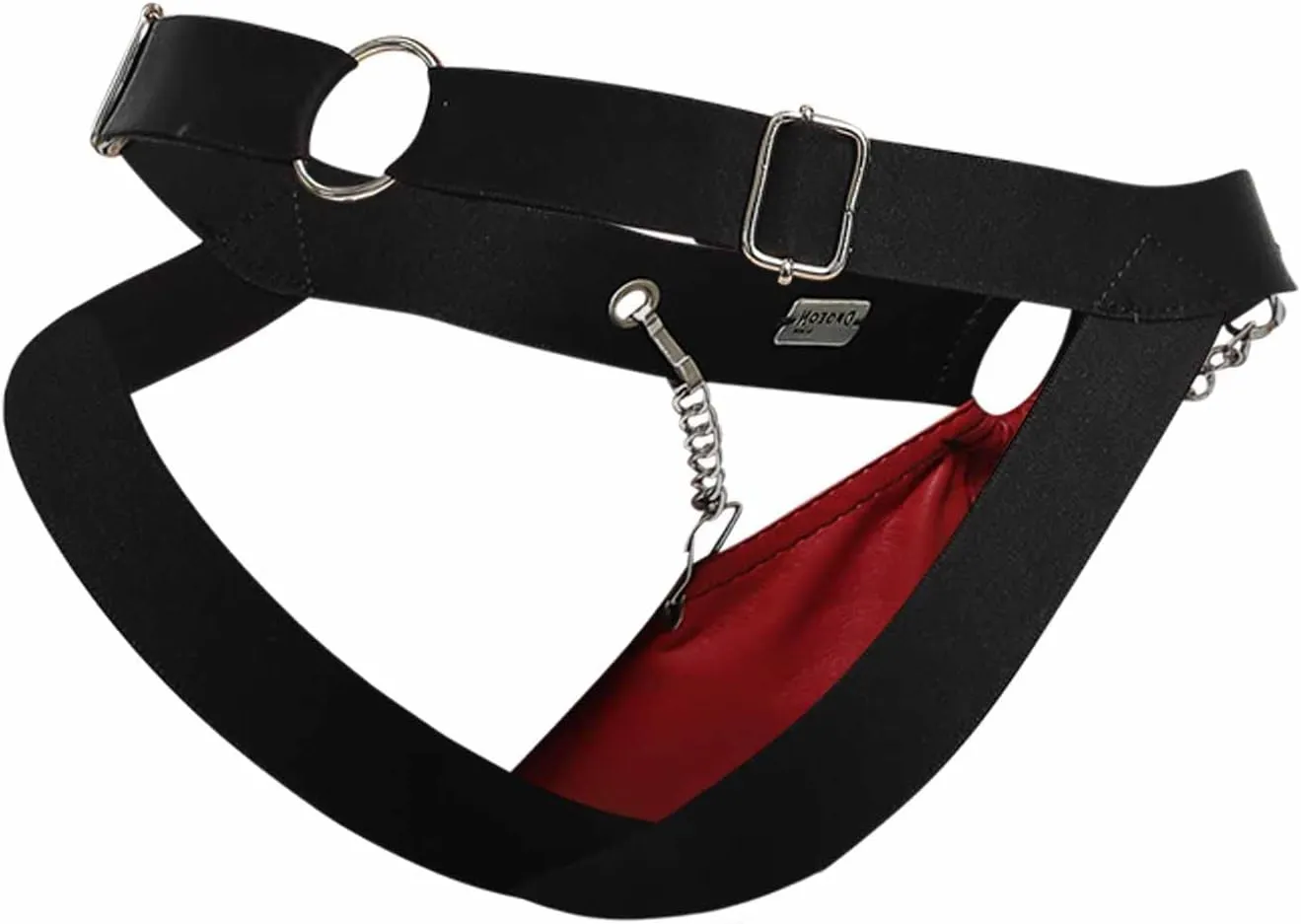 MALEBASICS DNGEON Chain Jockstrap – Synthetic Leather Metallic Ring Chain Jockstrap - Mens, 1 unit, Size OS