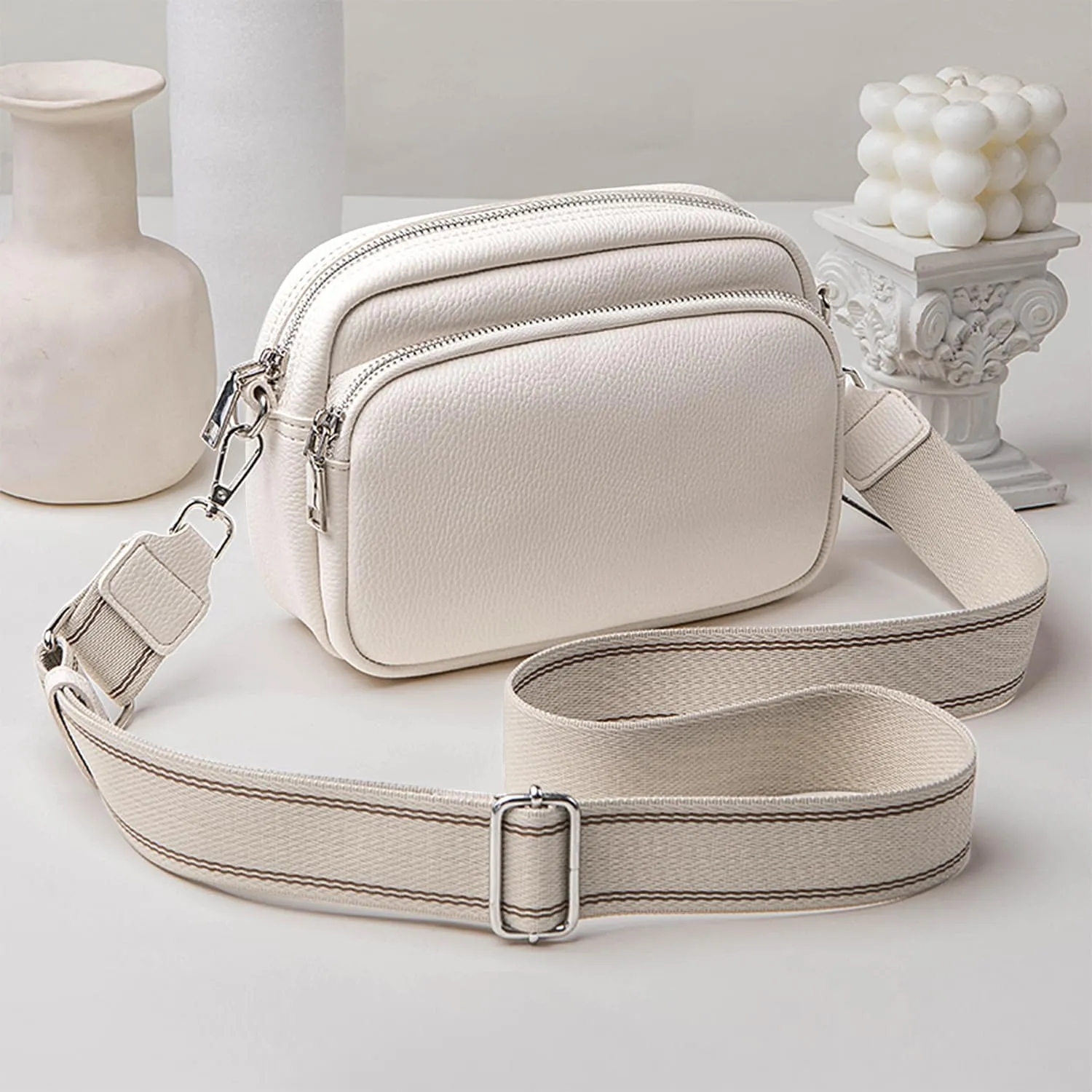 MAMUNU Crossbody Bag for Women, Crossbody Purse with Multi Pockets Zipper, Wide Strap Over Shoulder Handbag for Women Travel